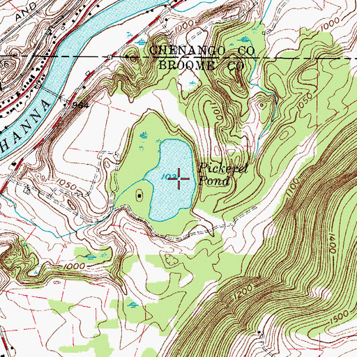Topographic Map of Pickerel Pond, NY