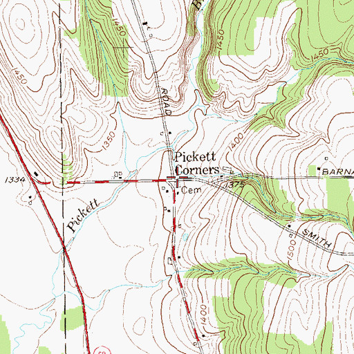 Topographic Map of Pickett Corners, NY