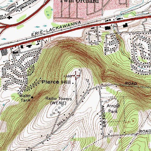 Topographic Map of Pierce Hill, NY