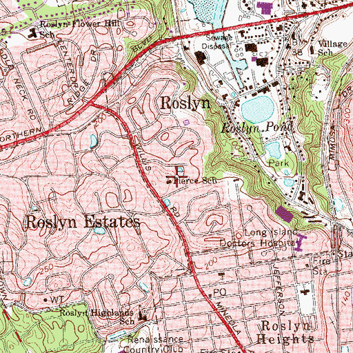 Topographic Map of Pierce School, NY