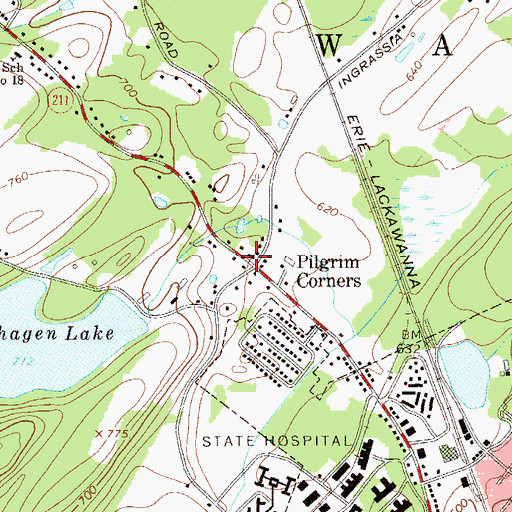 Topographic Map of Pilgrim Corners, NY