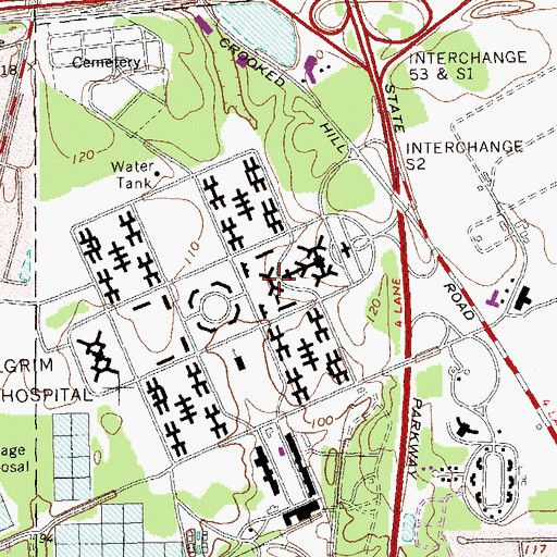 Topographic Map of Pilgrim Psychiatric Center, NY