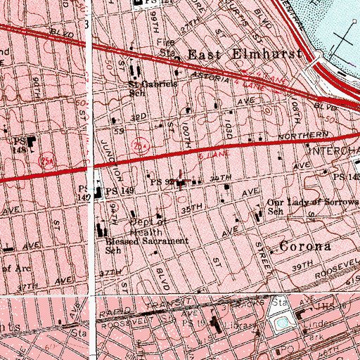 Topographic Map of Public School 92, NY