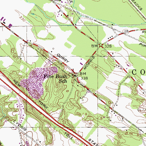 Topographic Map of Pine Bush School (historical), NY