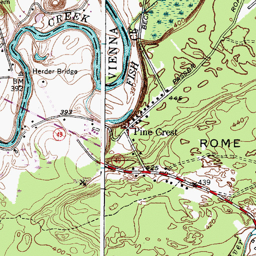 Topographic Map of Pine Crest, NY