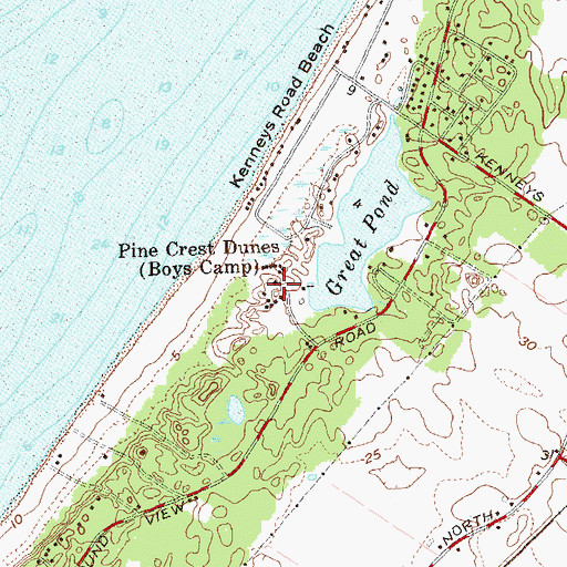 Topographic Map of Pine Crest Dunes, NY
