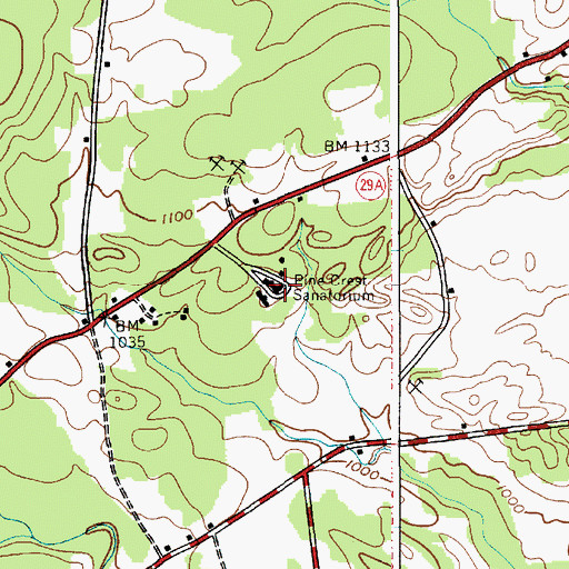 Topographic Map of Pine Crest Sanatorium, NY