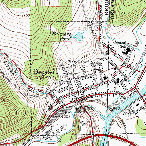Topographic Map of Pine Grove Cemetery, NY