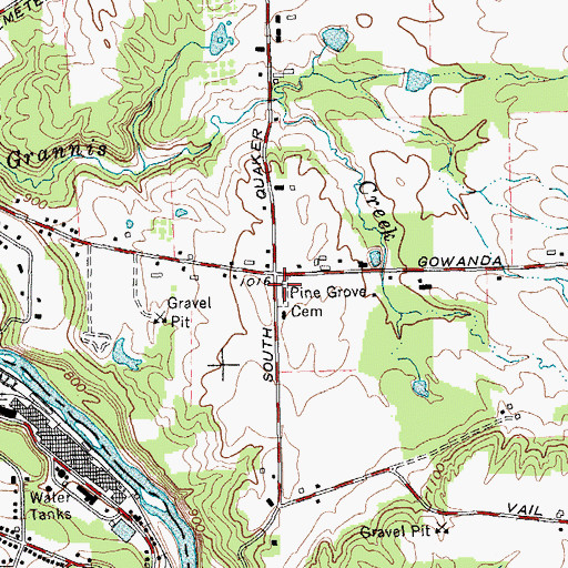 Topographic Map of Pine Grove Cemetery, NY