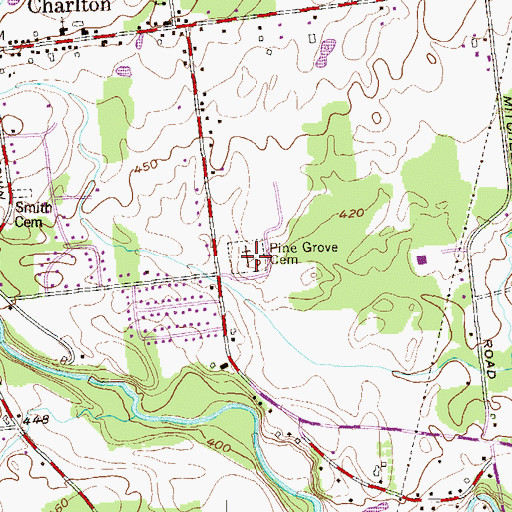 Topographic Map of Pine Grove Cemetery, NY