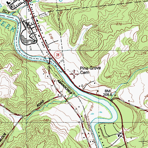 Topographic Map of Pine Grove Cemetery, NY