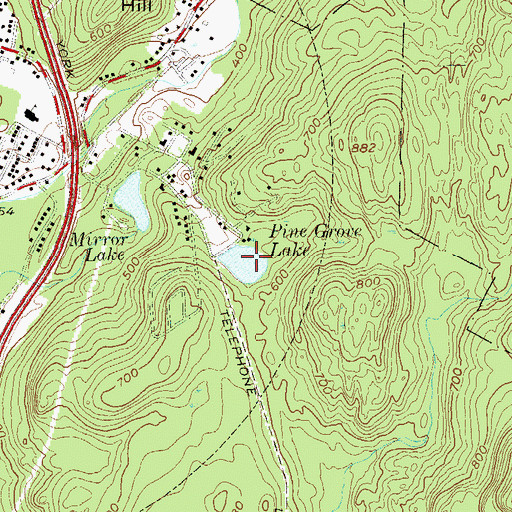 Topographic Map of Pine Grove Lake, NY