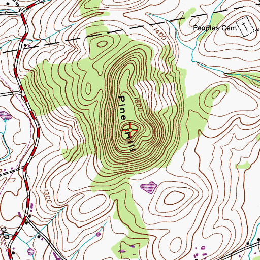 Topographic Map of Pine Hill, NY