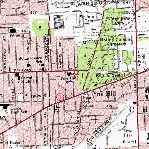 Topographic Map of Pine Hill Primary Center School, NY
