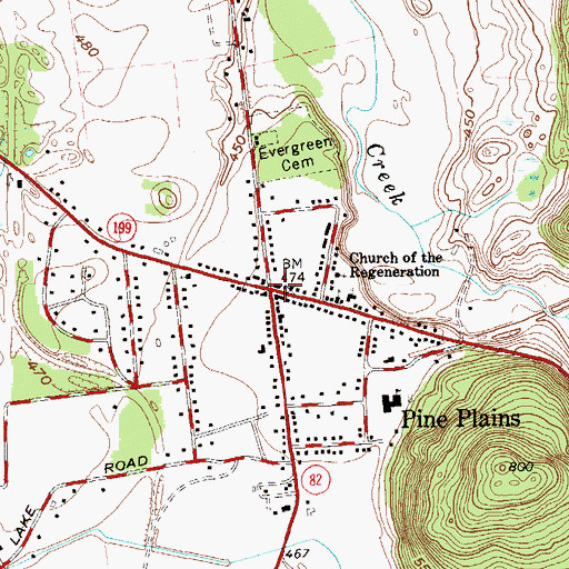 Topographic Map of Pine Plains, NY