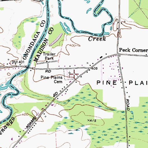 Topographic Map of Pine Plains Cemetery, NY