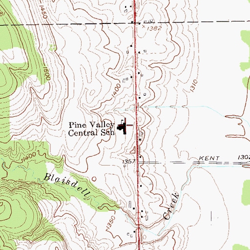 Topographic Map of Pine Valley Central School, NY