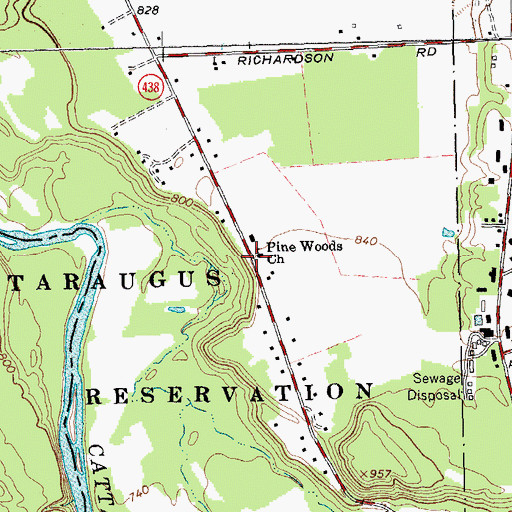 Topographic Map of Pine Woods Church, NY