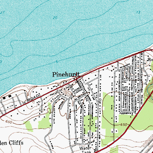 Topographic Map of Pinehurst, NY