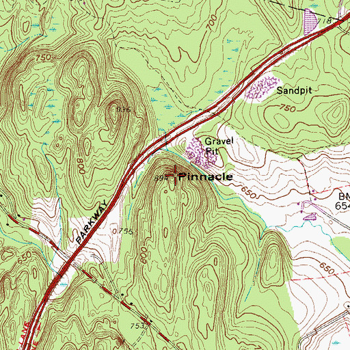 Topographic Map of Pinnacle, NY