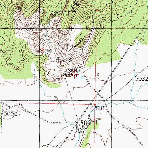 Topographic Map of Point Spring, AZ