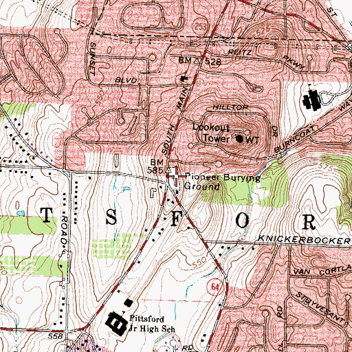 Topographic Map of Pioneer Burying Ground, NY