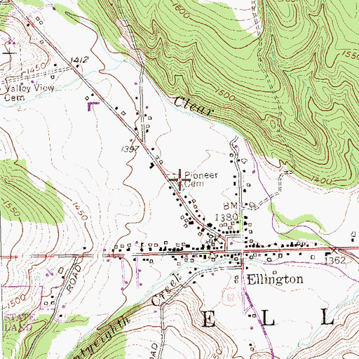 Topographic Map of Pioneer Cemetery, NY