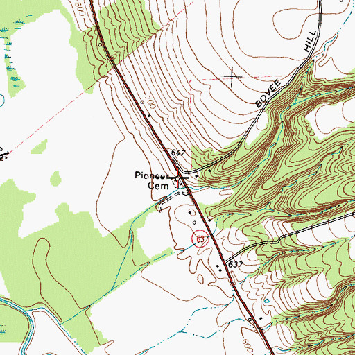 Topographic Map of Pioneer Cemetery, NY