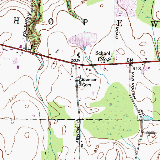 Topographic Map of Hopewell Burying Ground, NY