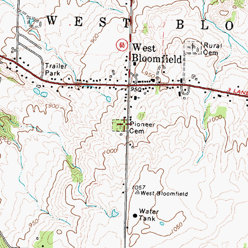 Topographic Map of Pioneer Cemetery, NY