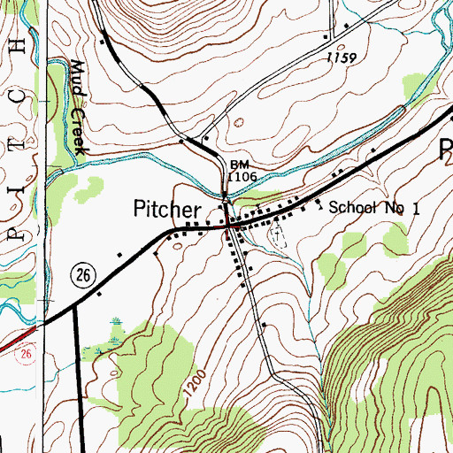 Topographic Map of Pitcher, NY