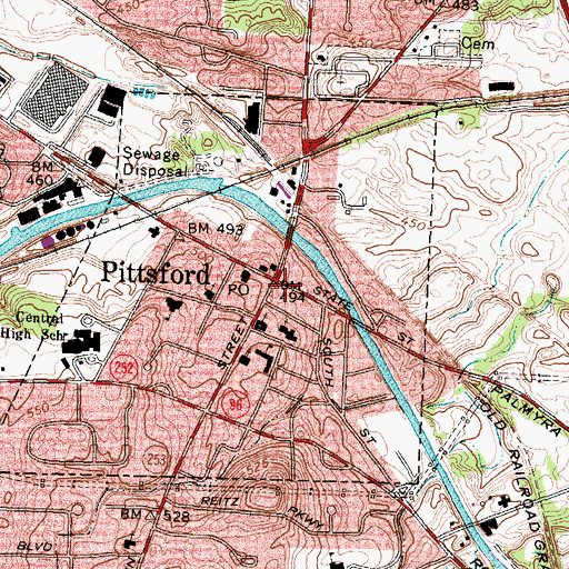 Topographic Map of Pittsford, NY