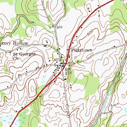 Topographic Map of Pittstown, NY
