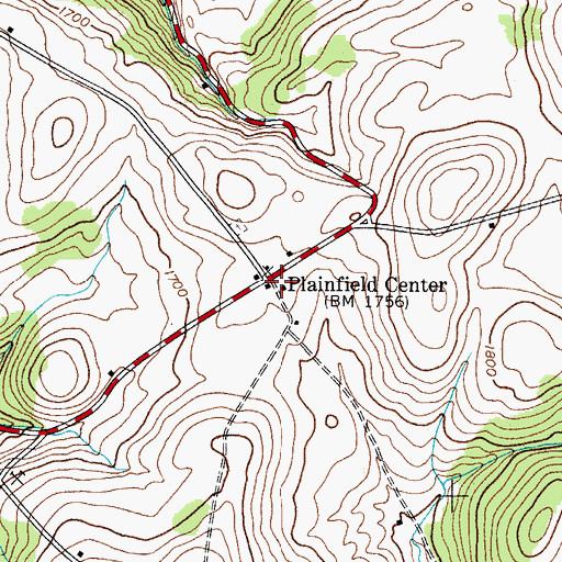 Topographic Map of Plainfield Center, NY