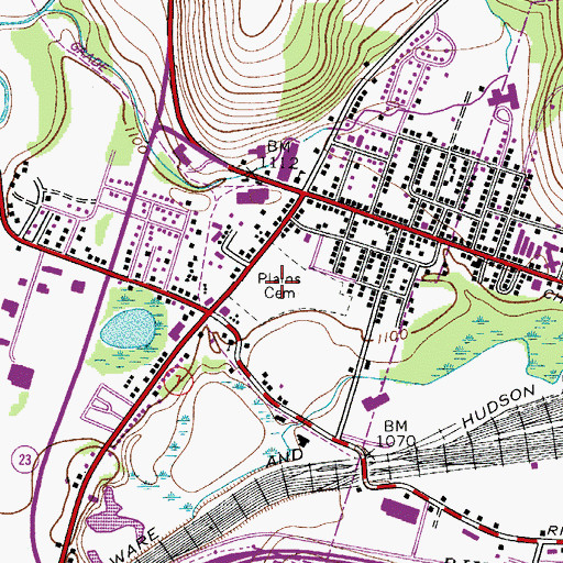 Topographic Map of Oneonta Plains Cemetery, NY