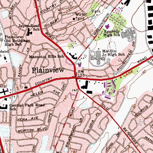 Topographic Map of Plainview, NY
