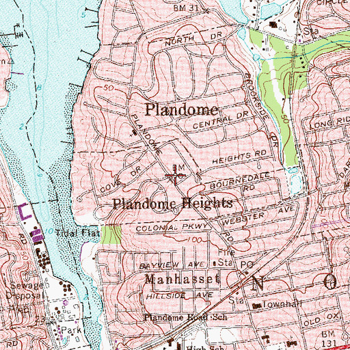 Topographic Map of Plandome Heights, NY