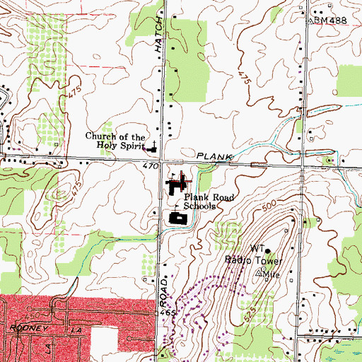 Topographic Map of Plank Road North Elementary School, NY
