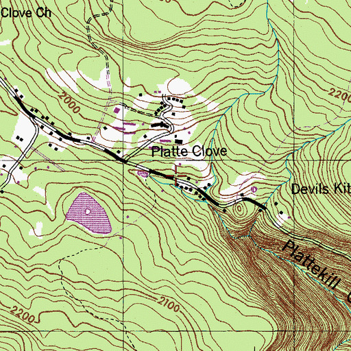 Topographic Map of Platte Clove, NY