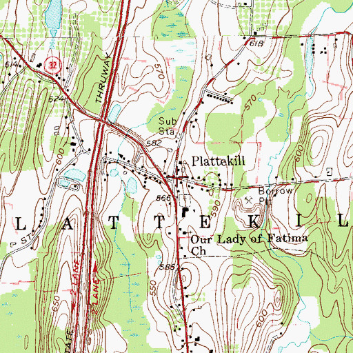 Topographic Map of Plattekill, NY