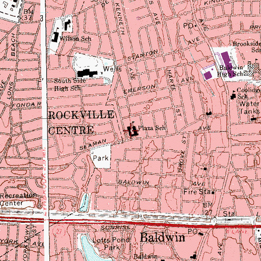 Topographic Map of Plaza Elementary School, NY