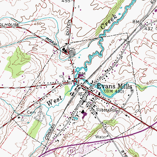 Topographic Map of Pleasant Creek, NY