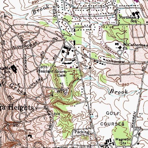Topographic Map of Pleasant Grove Cemetery, NY