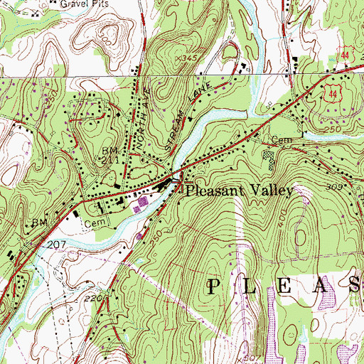 Topographic Map of Pleasant Valley, NY