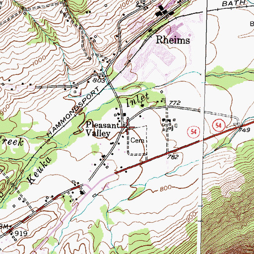 Topographic Map of Pleasant Valley, NY