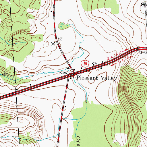Topographic Map of Pleasant Valley, NY