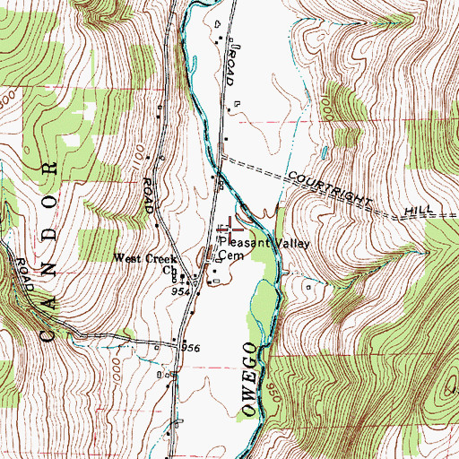 Topographic Map of Pleasant Valley Cemetery, NY