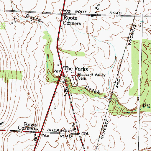 Topographic Map of Pleasant Valley Cemetery, NY
