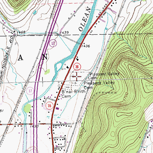 Topographic Map of Pleasant Valley Cemetery, NY