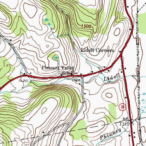 Topographic Map of Pleasant Valley School (historical), NY